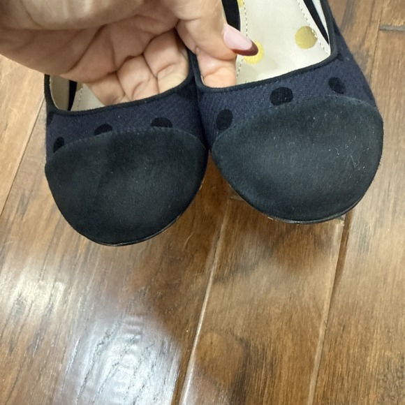 Boden Polka Dot Block Heel Pumps 38/7.5 Navy Black Suede Toe Slip On Rockabilly - Picture 7 of 8